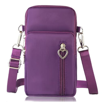 Small Crossbody Bag for Women - Mini Phone Purses with Crossbody Strap and Wallet - Nylon Arm Bag - color: A-grape Purple