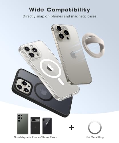 Magnetic Phone Grip, Removable Loop Grip with Soft Finger Strap, Silicone Phone Ring Holder for Back of Phone for iPhone 16/15/14/13/12 Pro Max/Plus, Stone - color: Stone