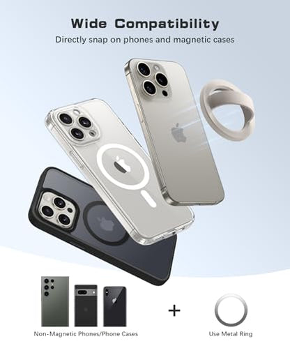 Magnetic Phone Grip, Removable Loop Grip with Soft Finger Strap, Silicone Phone Ring Holder for Back of Phone for iPhone 16/15/14/13/12 Pro Max/Plus, Stone - color: Stone