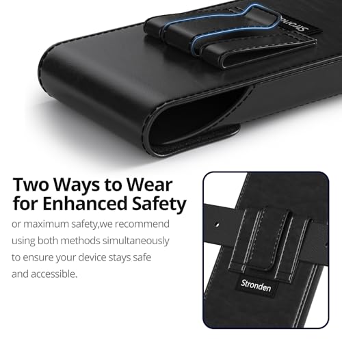Magnetic Closure Holster for Samsung Galaxy A17, A16, A15, A14, A37, A36, A35, A32, A73 5G, A72, A71, A57, A56, A55, A54, XCover6 Pro, Motorola Edge, Moto G, G22, G84 (Fits Regular Case) (Black) - color: Black