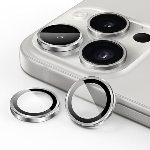 JETech Camera Lens Protector for iPhone 15 Pro/15 Pro Max, White, 1 Set - color: White