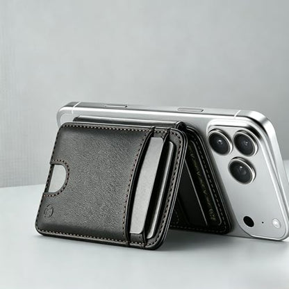 WJX MagSafe Magnetic Phone Wallet, RFID Slim 6 Card Holder with Cash Slot & Clear ID Window, Mini Gift‑Ready Wallet for Google/Samsung/iPhone 17/16/15/14/13/12 Series, Black - color: C-Black