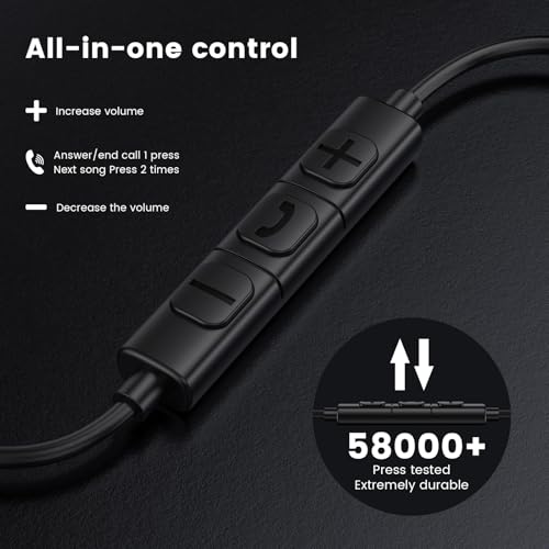 MOSWAG Wired Headphones, 3.5mm Wired Headphones with Microphone, 1/8 inch in-Ear Line Control Headsets Compatible with Mobile Phones, Desktop PCs, Tablets, Laptops, MP3s, MP4s, 2 Pack - size: 2 Pack