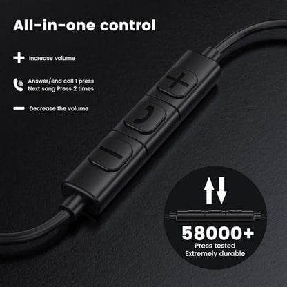 MOSWAG Wired Headphones, 3.5mm Wired Headphones with Microphone, 1/8 inch in-Ear Line Control Headsets Compatible with Mobile Phones, Desktop PCs, Tablets, Laptops, MP3s, MP4s, 2 Pack - size: 2 Pack