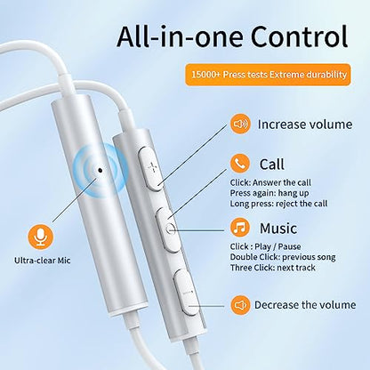BENEWY Wired Earbuds 3.5mm Magnetic Earphones with Microphone Headphones - color: White