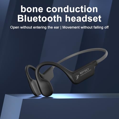 Bone Conduction Headphones, Open Ear Bluetooth 5.4 Headset with Mic - color: Black