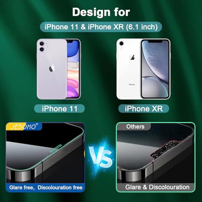 JESOHO Screen Protector for iPhone 11 & iPhone XR 6.1 inch, 2 Pack | Blue Light Blocking Tempered Glass Film, Eye Protection, Case Friendly, No Bubble,with Easy Installation Kit - size: iPhone 11/XR (6.1 inches)
