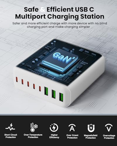 500W USB C Charger Block 8-Port USB C Charging Station 120W Laptop Charger - color: WHITE