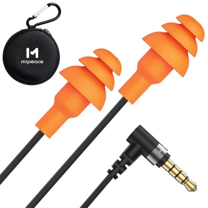 MIPEACE Wired Work Headphones, 3.5mm Earplug Headphones for Ear Protection - color: Black orange