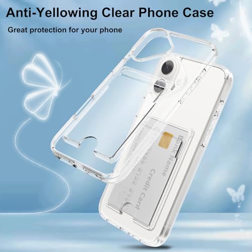 Gukalong Clear Wallet Case for iPhone 16 with Credit Card Holder | Hard PC Heavy Duty Shockproof Protection Anti-Scratch Phone Cover Card Slot Anti-Yellowing Case for Women Men - size: for iPhone 16