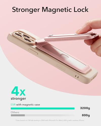 ESR for MagSafe Wallet Stand with Grip, 5 Card Holder, RFID Blocking - color: Bubblegum Pink