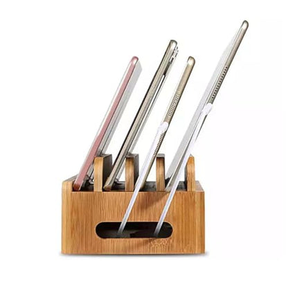 Toddmomy Wooden Phone Stand Desktop Organizer with Charging Slot for Home