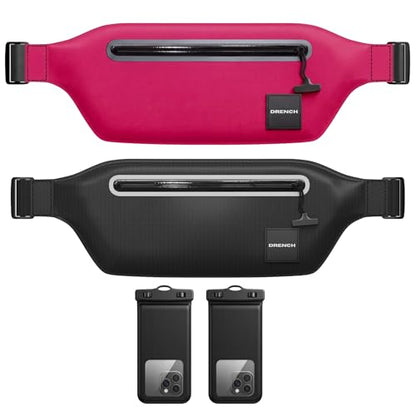 Drench beach club pool party waterproof bag – Pink + Black Waterproof Fanny Pack Bundle, 2 Submersible Phone Pouches + Floating Cases