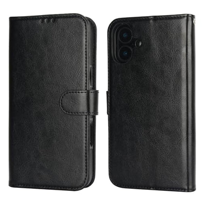 Bocasal Detachable Wallet Case Card Holder for iPhone 16 Plus, Black | RFID Blocking Kickstand Card Slots Holder PU Leather Magnetic Shockproof Wrist Strap Removable Flip Protective Cover 6.7 inch - color: Black