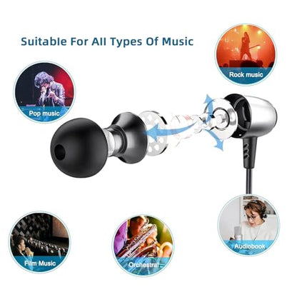 VPB 2 Packs USB C Wired Earbuds with Microphone, Type C in-Ear Earphones, Heavy Bass Clear Sound, for USB Type C iPhone 15 iPad Pro MacBook Samsung Google Pixel Android Devices (Black White)