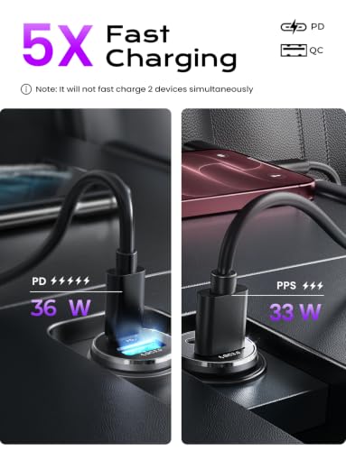 LISEN Car Charger USB C, 69W Cigarette Lighter USB Charger Adapter, 2 Pack - color: Black, size: 2 Pack