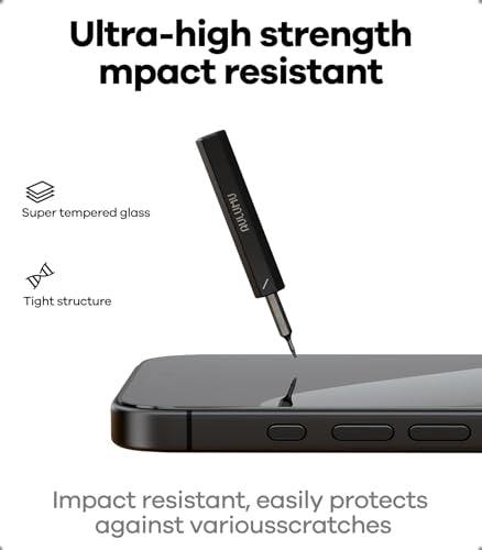 Aulumu AF01 iPhone 17/iPhone 16 Pro Screen Protector | Eco-Bubble-and-Dust-Free Box | Scratch & Smudge Resistant | HD Tempered Glass | Military Grade Shatterproof & Ultra Durable | Easy Installation - size: iPhone 16 Pro/iPhone 17
