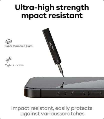 Aulumu AF01 iPhone 17/iPhone 16 Pro Screen Protector | Eco-Bubble-and-Dust-Free Box | Scratch & Smudge Resistant | HD Tempered Glass | Military Grade Shatterproof & Ultra Durable | Easy Installation - size: iPhone 16 Pro/iPhone 17