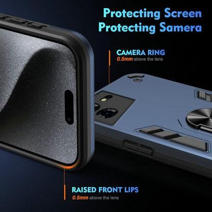 Compatible for Tecno Pova 5 Pro Case,Built-in Stand Shockproof and Drop-Proof Compatible with Tecno Pova 5 Pro 5G LH8n Phone Case Cover Blue - color: HY-GZS-blue, size: Tecno Pova 5 Pro 5G