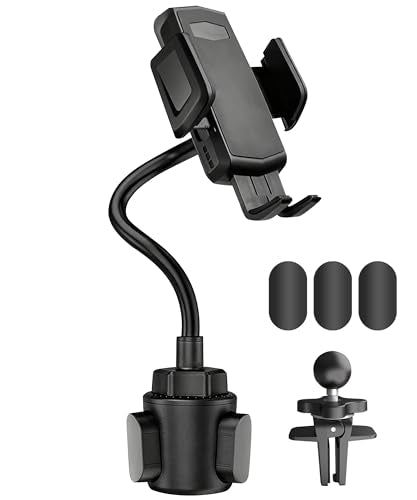 Car Cup Holder Phone Mount,Car Accessories 2-in-1 Adjustable Phone Cup Holder with Flexible Gooseneck & 360° Rotatable Cradle for 4"-7" Smartphones,Fits Most Standard Vehicle Cup Holders