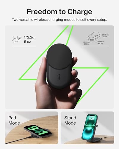 Belkin Qi2.2 25W Wireless 3 in 1 Foldable Fast Charging Station for iPhone - color: Black