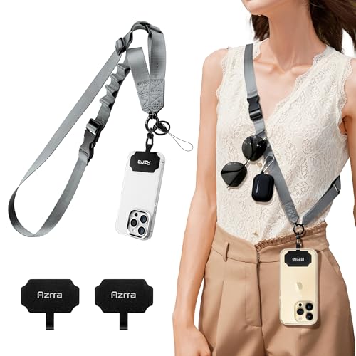 Azrra Phone Lanyard Crossbody, Phone Strap Crossbody with 2 Tether Tabs - color: Grey