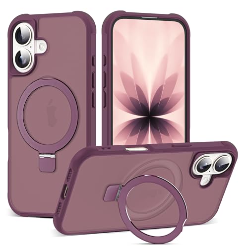 SKYLMW Compatible with iPhone 17 Case with Stand,Wine Red | iPhone 17 Phone Case 6.3",Magnetic Ring Stand,Compatible with MagSafe,Military-Grade Protection,Great Grip Feeling - color: Wine Red, size: Iphone 17