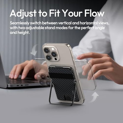 ULANZI for Magsafe Wallet with Stand, [8mm Slim] Magnetic Wallet for Men, Adjustable Credit Card Holder with Secure Grip SD Card Storage for iPhone 17/16/15/14/13/12, Hold 4 Cards NO RDID for Women