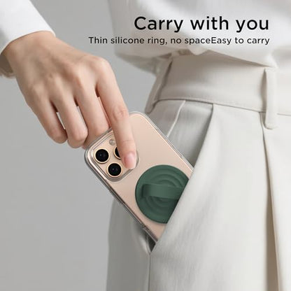Magnetic Phone Grip for MagSafe, Silicone Ring Grip, Alpine Green - color: Alpine Green
