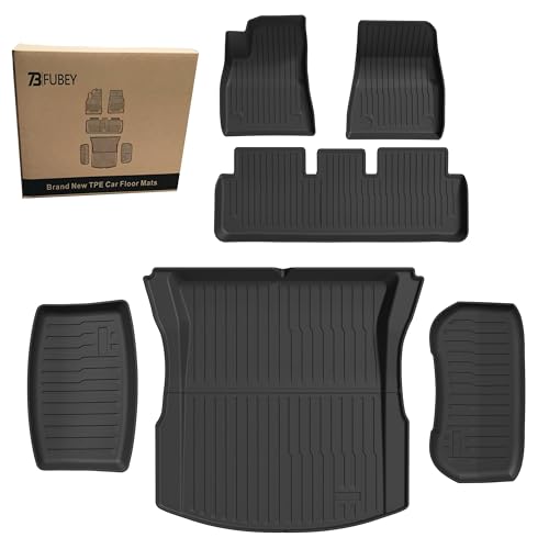 Floor Mats and Cargo Liners for 2024-2026 Tesla Model 3 Highland, 6 PCS Model 3 Accseeories Entire Set with Dual-Layer Trunk Liner & Frunk Mat, Precision Custom All-Weather TPE Waterproof - style: Model 3 2024+ Highland 6PCS