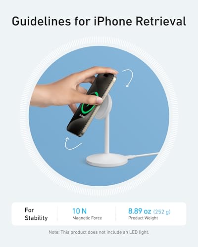 Anker MagSafe Charger, MagGo Qi2 15W 360-Degree Wireless Charger Stand - color: White