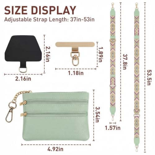 MOLOPPO Phone Lanyard Detachable Pouch for iPhone for Android Purple Green - color: Purple Green