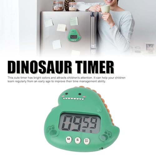 CCYLEZ Kids Timer, Cute Dinosaur Shape with Large LCD Display Digital Countdown Stopwatch for Children Teachers Students ABS Plastic Green - color: Green