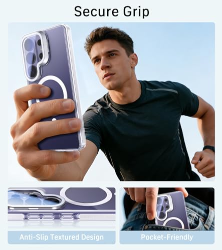 Clear Magnetic Case for Samsung Galaxy S26 Ultra with Camera Cover Stand | Full Camera Protection, Compatible with MagSafe, Anti-Yellowing Anti-Scratched Shockproof Slim Phone Case - color: Clear