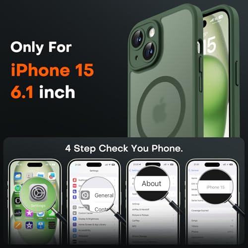 TOCOL for iPhone 15 Case, Compatible with MagSafe, Alpine Green - color: Alpine Green, size: Iphone 15