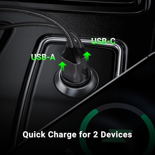 CMARS 65W+60W Cigarette Lighter Adapter,for iPhone 16 car Charger USB C/A,Fast Charging for iPhone,Car Phone Charger Dual Port for iPhone 16/15/14/13/12 Series and Samsung/Other Android Devices Black