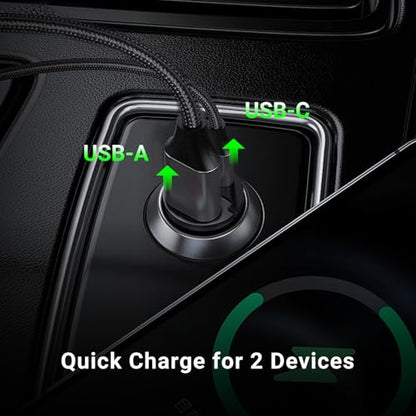 CMARS 65W+60W Cigarette Lighter Adapter,for iPhone 16 car Charger USB C/A,Fast Charging for iPhone,Car Phone Charger Dual Port for iPhone 16/15/14/13/12 Series and Samsung/Other Android Devices Black