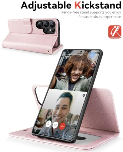 OCASE for Samsung Galaxy S25 Ultra Detachable Wallet Case, Pink | 2-in-1, Card Holder, RFID Blocking, Stand, Wrist Strap, Shockproof, Wireless Charging, Magnetic, PU Leather Flip Phone Cover - color: Pink, size: Samsung Galaxy S25 Ultra