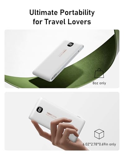 VEEKTOMX 10000mAh Portable Charger with Built-in Cables & Wall Plug - color: Pure White