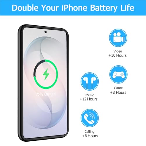 Battery Case for Galaxy S26, [10000mAh] Slim Rechargeable Smart Extended Charging Case Compatible with Galaxy S26 (6.3 inch) Backup Power Battery Pack Charger Cover-Black - size: Galaxy S26