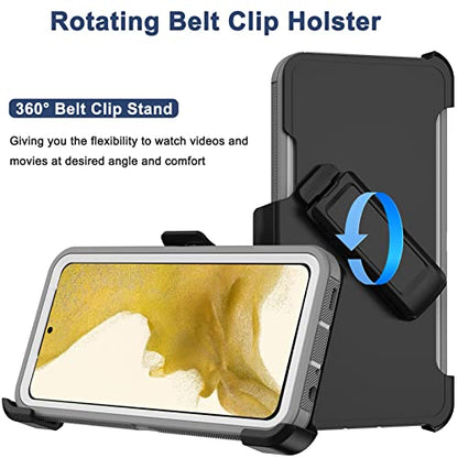 for Samsung Galaxy S22 Case with Belt Clip Holster, 2X Screen Protector, Military Grade Protection Heavy Duty Full Body Shockproof Dust-Proof Rugged Protective Cover for Samsung S22 5G (Gray White B) - color: Grey White-B