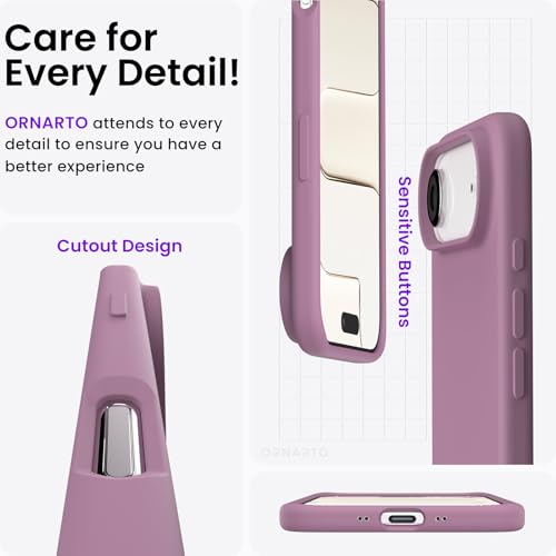 ORNARTO for iPhone Air Case 6.5", Slim Liquid Silicone 3 Layers Soft Gel Rubber Shockproof Protective Cover with Anti-Scratch Microfiber Lining-Lilac Purple - color: Lilac Purple