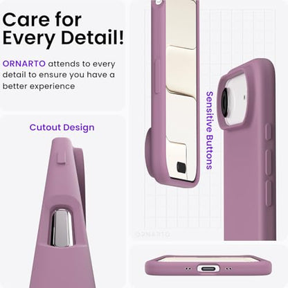 ORNARTO for iPhone Air Case 6.5", Slim Liquid Silicone 3 Layers Soft Gel Rubber Shockproof Protective Cover with Anti-Scratch Microfiber Lining-Lilac Purple - color: Lilac Purple