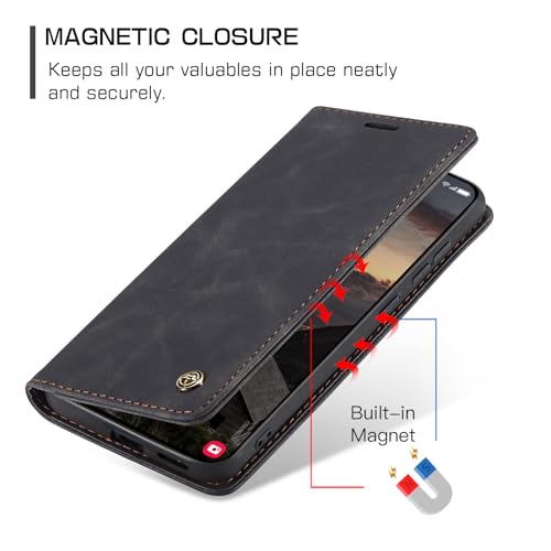 Compatible with Samsung Galaxy S26 5G Case with Card Holder, Kickstand Protective Flip Folio Leather Wallet Case for Galaxy S26 5G 6.3 inch (Black) - color: Black, size: S26 6.3 Inch