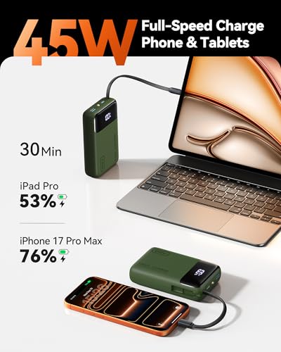 INIU Portable Charger, Smaller 45W Fast Charging Power Bank, 20000mAh Green - color: Green, size: 20000mAh