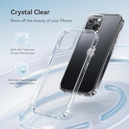 CASEKOO for iPhone 14 Case/iPhone 13 Case Crystal Clear, [Never Yellow Technology] [Military-Grade Protection] Transparent Slim Cover Women Men Phone Case 6.1 inch, Clear | Military-Grade Protection, Transparent Slim Shockproof Cover, Women Men for iPhone