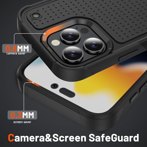 Designed for iPhone 16 Pro Max Case 2 in 1 Gift Militay Grade Drop Protective Rugged Heavy Duty Cover Shockproof Case for iPhone 16 Pro Max Phone Case for Women Men Boy Girl (Black) - color: Black