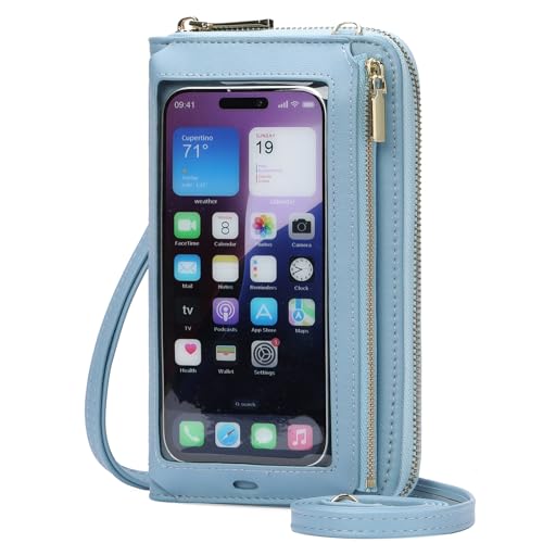 GOIACII Phone Purse Crossbody Bags for Women Small Travel Wallet Touch Screen RFID Blocking - color: A07 Blue