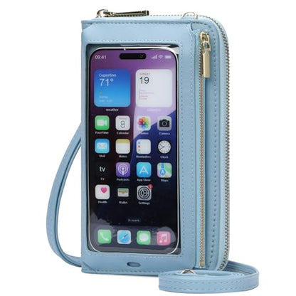 GOIACII Phone Purse Crossbody Bags for Women Small Travel Wallet Touch Screen RFID Blocking - color: A07 Blue