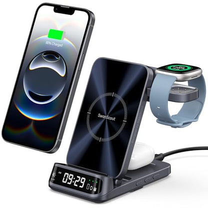 3 in 1 Foldable Wireless Charger for Fitbit Versa 4/3/Sense 2/1 and Phone